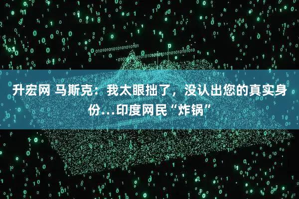 升宏网 马斯克：我太眼拙了，没认出您的真实身份…印度网民“炸锅”